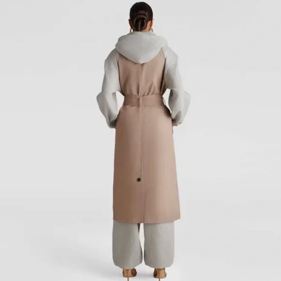 KBB by KAHLANA Women's 'The Sweatshirt Trench Coat' - Khaki/Heather Gray M - Picture 3 of 6